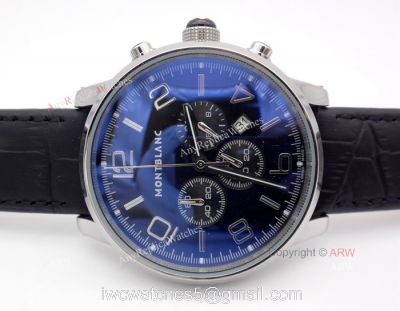 Montblanc Timewalker Chrono Black Leather strap Watch Mont Blanc Knock off Watch 1