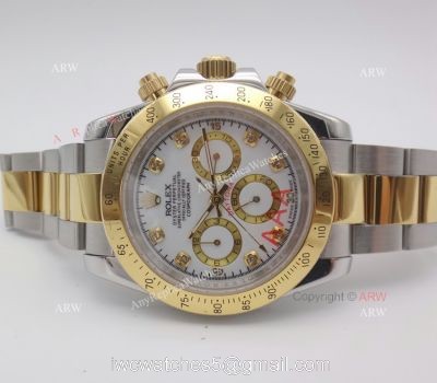 High Quality Daytona 2-Tone White Face Diamond Watch 1