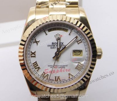 Replica Rolex Day-date Yellow Gold Watch White Face 1