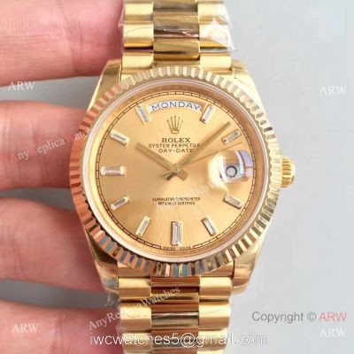 Rolex Day Date II All Gold President band Mens Copy Watch Diamond Markers 1