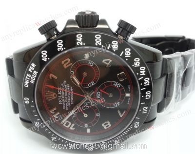 Rolex All Black Daytona Black Face Arabic Markers Red lines 1