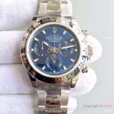 High Quality Rolex Daytona Blue Dial Replica Stainless Steel 7750 Automatic Watch 1