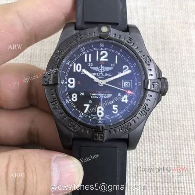 Fake Breitling Colt Skyracer Black Steel Case Automatic Movement Black Rubber Strap Watch 1