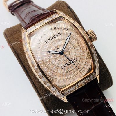 Swiss Replica Franck Muller Curvex diamond Watch Rose Gold 43mm 1