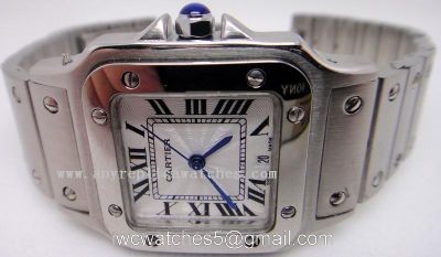 Stainless Steel Cartier Santos Mens Watch Quartz 29.5mm 1