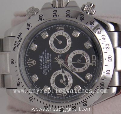 Rolex Daytona Black Face Diamond Markers Mens Clone Watch 1