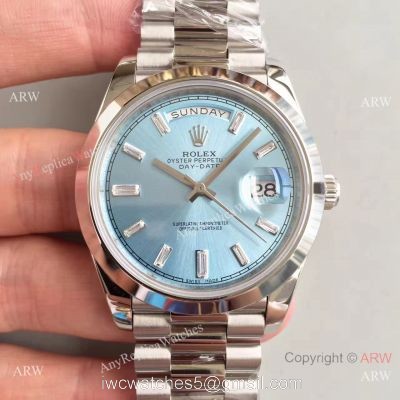 Rolex Day-Date II Light Blue Face Diamond President Band Replica Watch 1