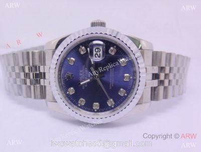 Rolex Datejust Silver Steel Blue Face Diamond Hour Markers Mens Watch 1