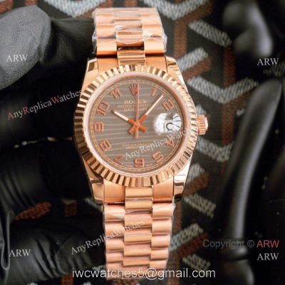 Swiss Copy Rolex DateJust ETA2836 Watch 36mm Rose Gold Gray Dial 1