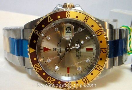GMT-MASTER II Rolex Watch SS Gold &038; Brown Bezel Buy Replica 1