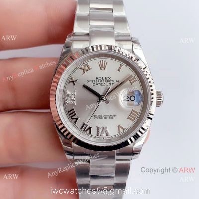 (EW) Replica Rolex Datejust 36mm Watch SS Silver Dial Oyster Band Rolex EW Factory 1