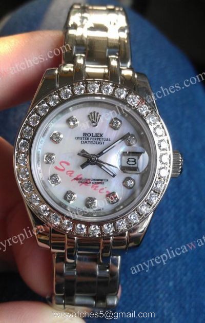 Ladies Masterpiece Datejust Watch Stainless Steel Diamond Bezel Rolex Replica Watch 1