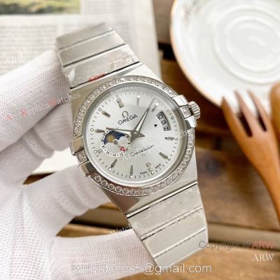 Copy Omega Constellation Moonphase Watch Stainless Steel 39mm 1