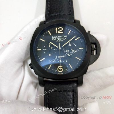 Replica Panerai Luminor GMT PAM 317 Watch Black Case Brown Markers 1