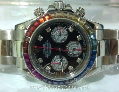Best Replica Rolex Daytona Rainbow Stainless steel Chronograph Watch 1