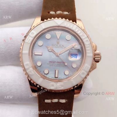 Rolex Rose Gold Yachtmaster Replica Watch 40mm Purple MOP Face 1