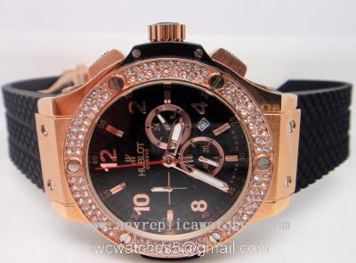 Hublot Big Bang Rose Gold Black Diamonds Black Rubber Band 1