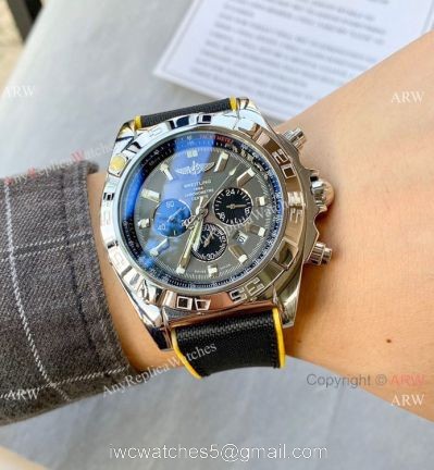 Clone Breitling Chronomat B01 Watch BlackYellow Rubber Strap 1