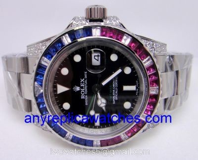 Rolex GMT Master II Watch Red / Blue Diamond Bezel Replica Rolex 1