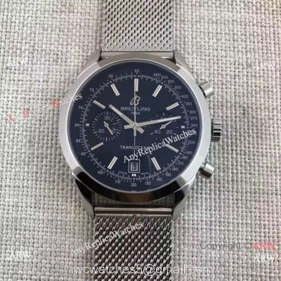 Breitling Stainless Steel Transocean Black Dial Watch Buy Knockoff 1