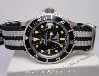 New Single Red Vintage Submariner Replica Watch 40mm Nato Strap 1