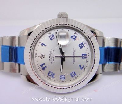 Rolex Datejust II Watch 41mm SS Silver Blue Arabic Swiss Replica 1