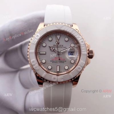 Swiss ETA2836 Yachtmaster Rose Gold Watch Rolex Oysterflex Replica Watch 1