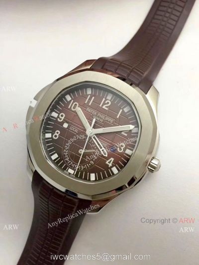 Patek Philippe Copy Aquanaut Travel Time Men Watch Brown Rubber Band 42mm 1