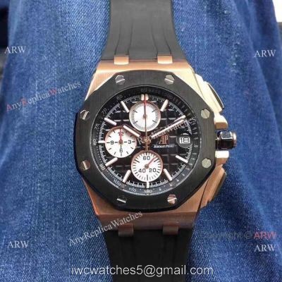 Copy Audemars Piguet Offshore 44mm Watch Rose Gold Black Rubber Strap 1