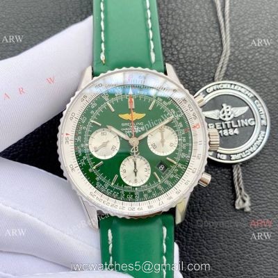 NEW! Swiss Breitling Navitimer Valjoux7750 Watch SS Green Dial 1