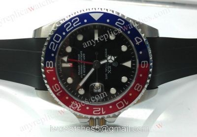 Low Price Rolex GMT Master II Pepsi Replica Watch Ss Black Rubber Strap 1