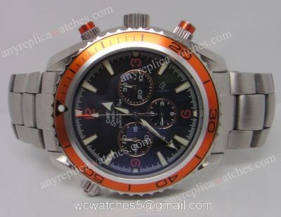 Replica Omega Planet Ocean Seamaster Watch Orange Bezel SS Chronograph Dial 1