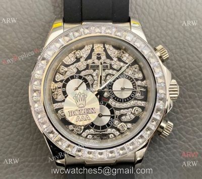 New Rolex Daytona Rubber Strap Replica Watch Stainless Steel Leopard Dial 1