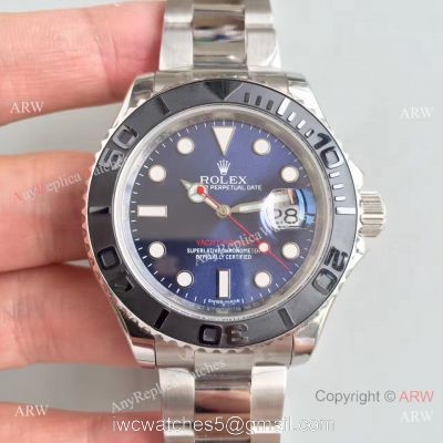 New Replica ROLEX Yacht-Master watch SS Black Bezel Blue Dial 40mm Watch 1