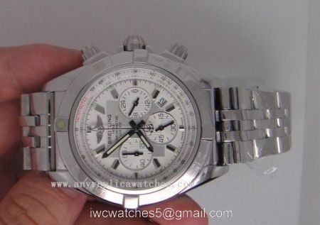 Breitling Chronomat 44 B01 SS White Face Replica Watch for Sale 1