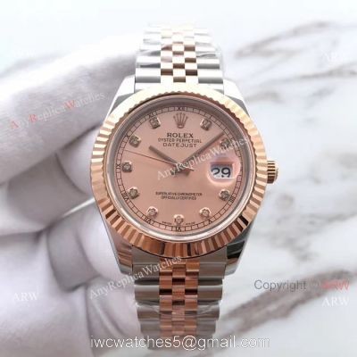 (EW) Swiss Diamond Rolex Replica Watch 2 Tone Rose Gold Rolex Datejust II ETA3255 1