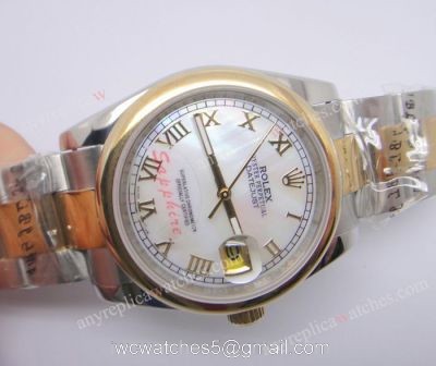 Fake Rolex Datejust Watch 2-Tone Oyster Roman Markers Men Watch 1