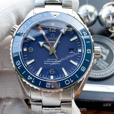 Replica Omega Planet Ocean GMT Watches Blue Ceramic Bezel SWISS GRADE CASE 1