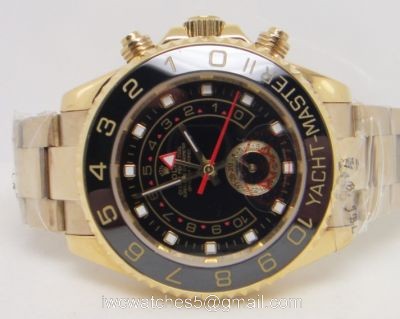 Rolex Yacht Master 2 Black and Gold Replica Watch 42mm 1