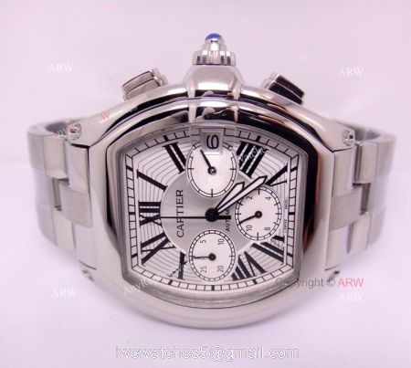 Cartier Roadster Stainless Steel Chronograph Replica Watch / Swiss Grade Case 1