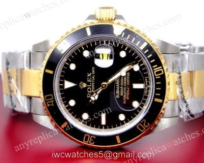 Classic Model Rolex Two Tone Submariner Black Dial High Quality Copy Watch 1