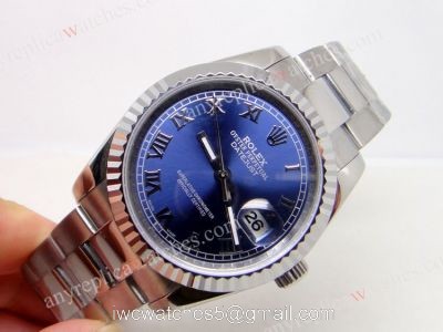 Rolex SS Oyster Datejust Watch Blue Roman Replica for Sale 1