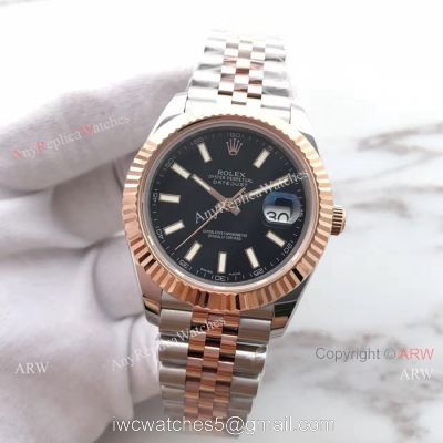 (EW) Swiss ETA3255 2 Tone Rose Gold Rolex Datejust II 41mm Jubilee Watch 1