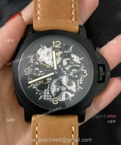 Panerai Radiomir Tourbillon GMT Skeleton PAM348 Watch Black Case Best Copy 1