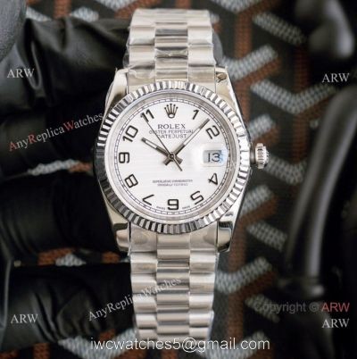 Swiss ETA2836 Rolex DateJust Watch 36mm White Arabic Markers 1