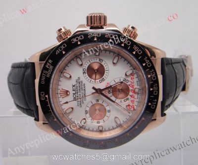 Replica Rolex Daytona Watch White Face &038; Black Ceramic Rose Gold Case 1