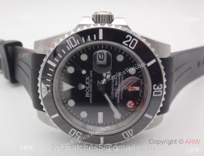 Rolex Submariner Black Ceramic / Black Rubber Strap Watch 1