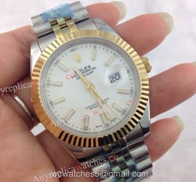 Two Tone Rolex Jubilee Band Datejust II Mens Watch White Face 1