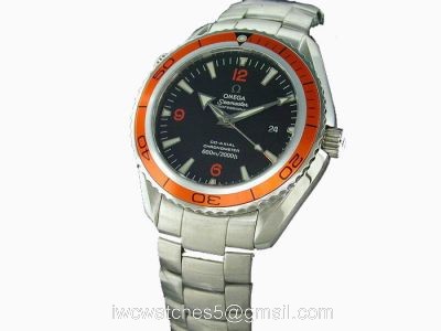 Omega Planet Ocean Replica Watch Stainless Steel Black Dial Orange Bezel 1