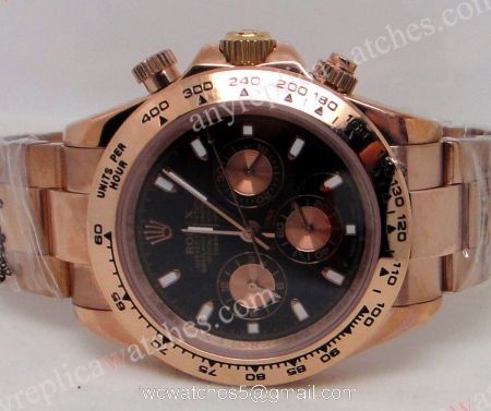 Rolex Rose Gold Daytona Black Face / 40mm Replica Watch 1